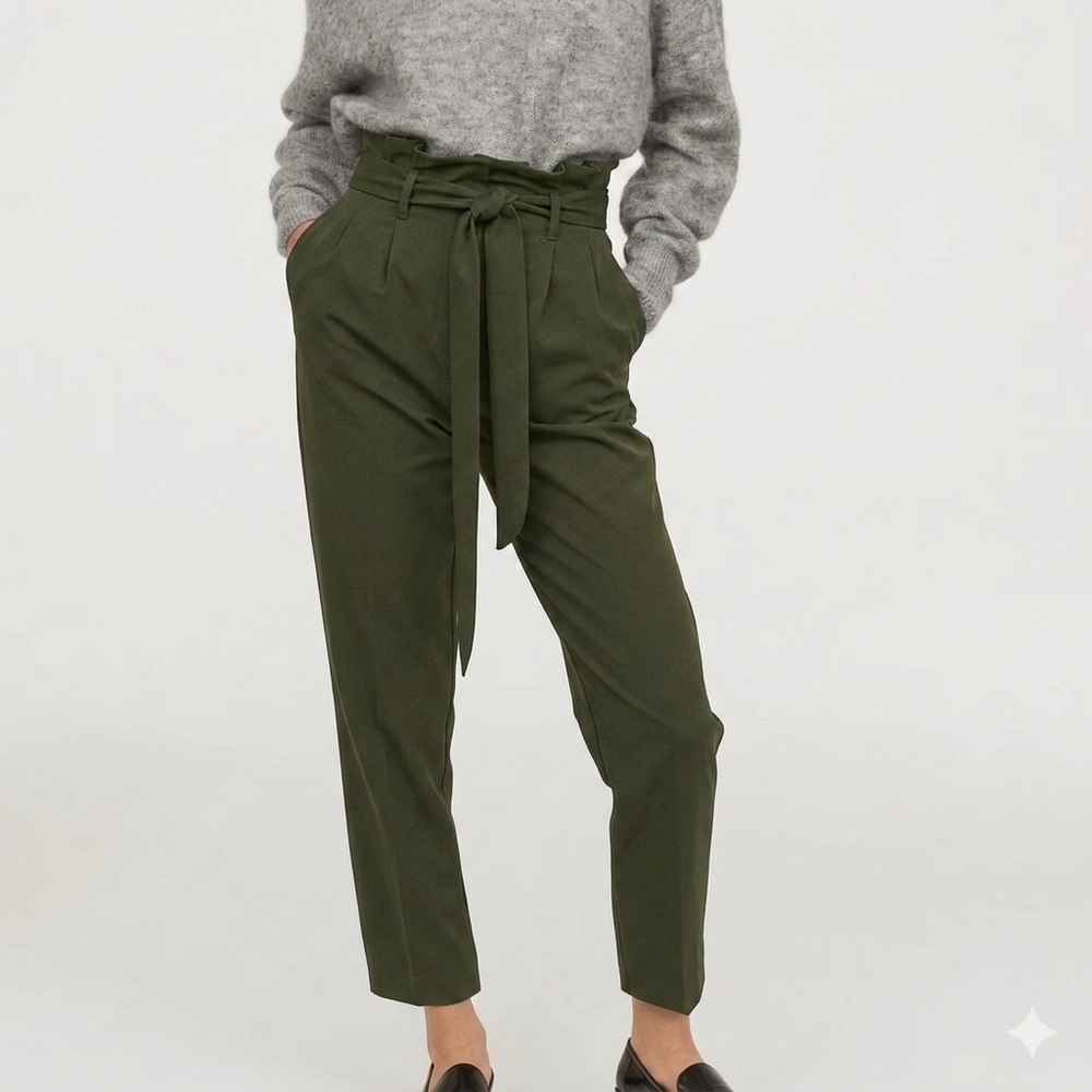 RW&CO. Dark Green Tie-Waist Trousers